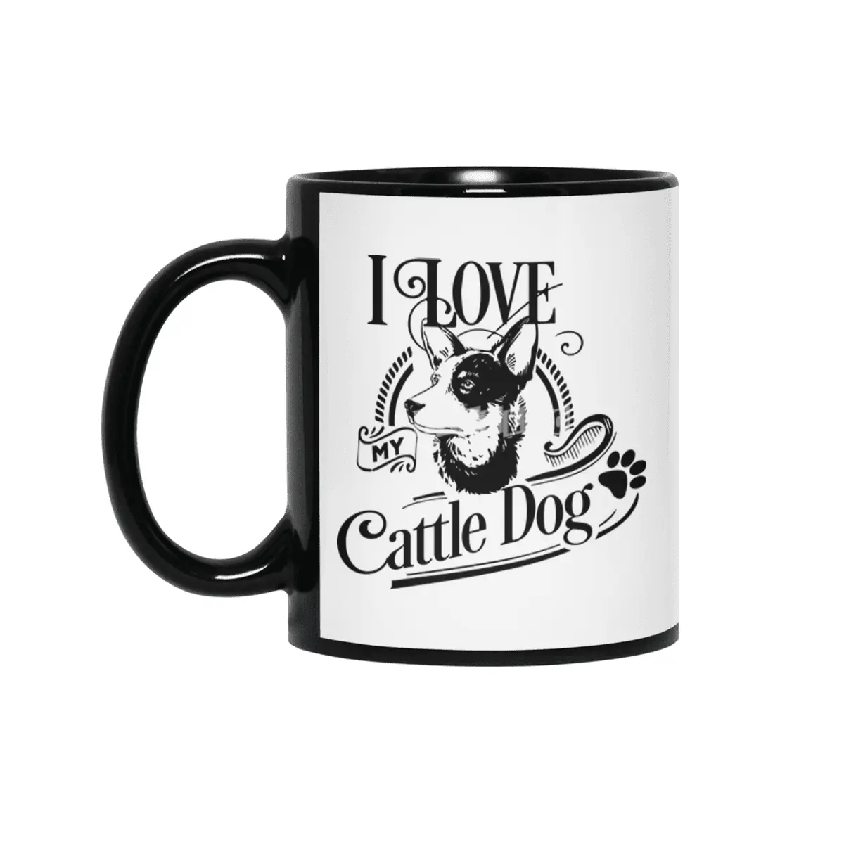 I Love My Cattle Dog Siyah Kupa