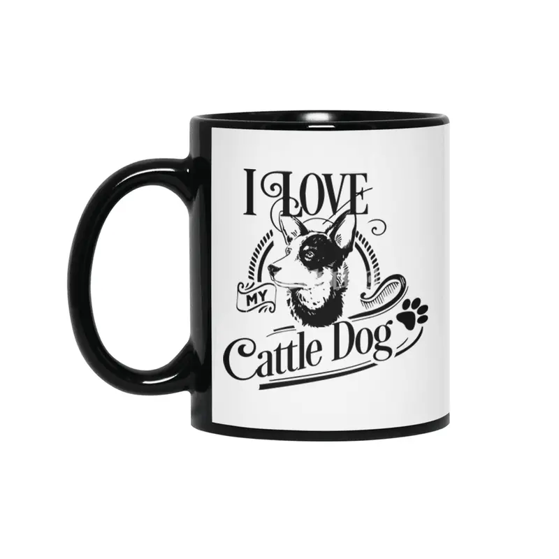 I Love My Cattle Dog Siyah Kupa