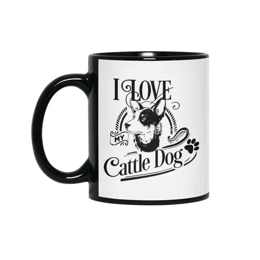 I Love My Cattle Dog Siyah Kupa