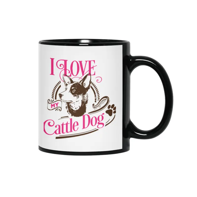 I Love My Cattle Dog Siyah Kupa