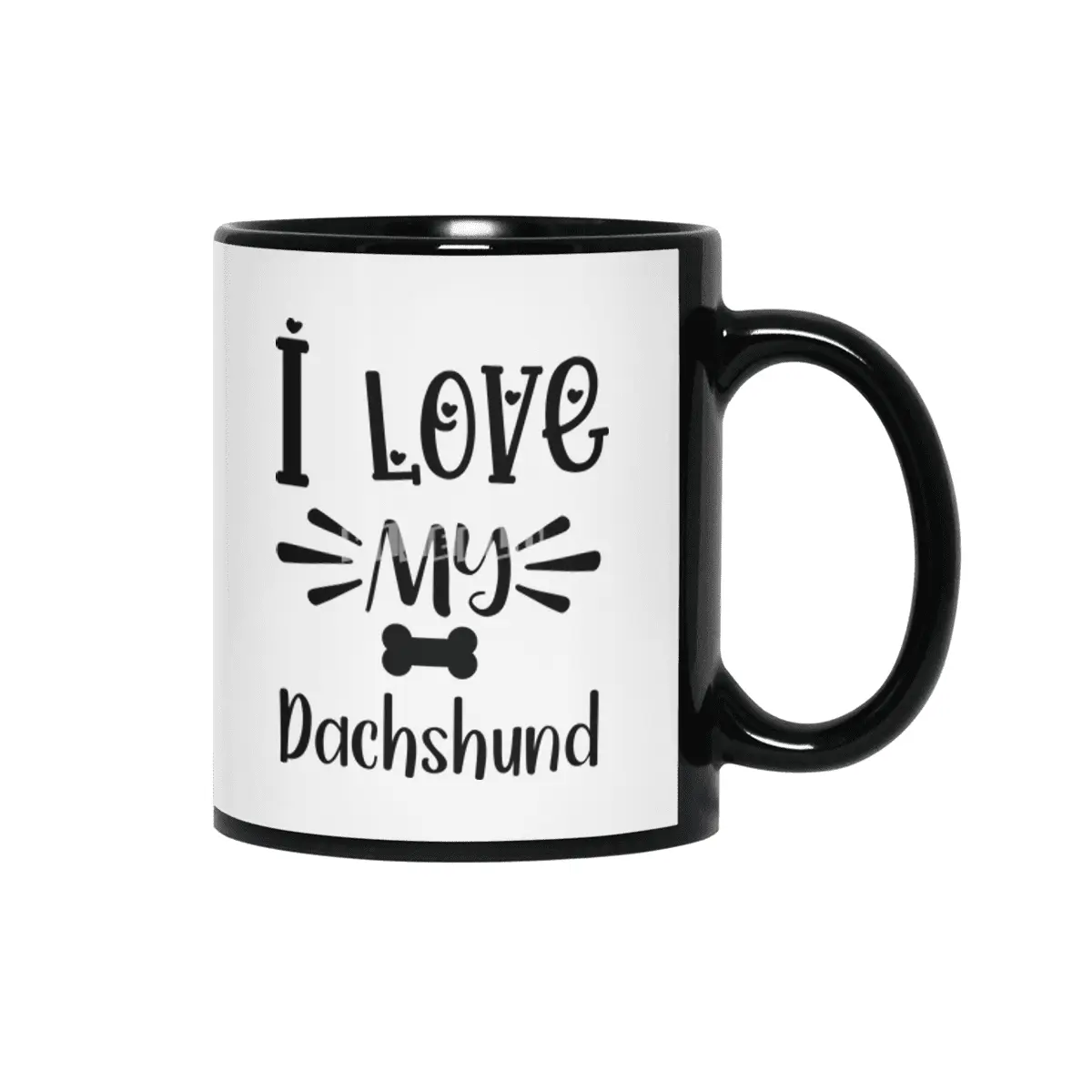 I Love My Dachshund Quote Siyah Kupa