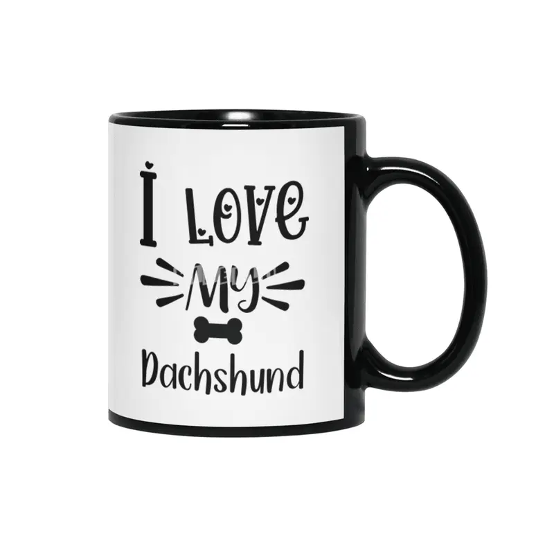 I Love My Dachshund Quote Siyah Kupa