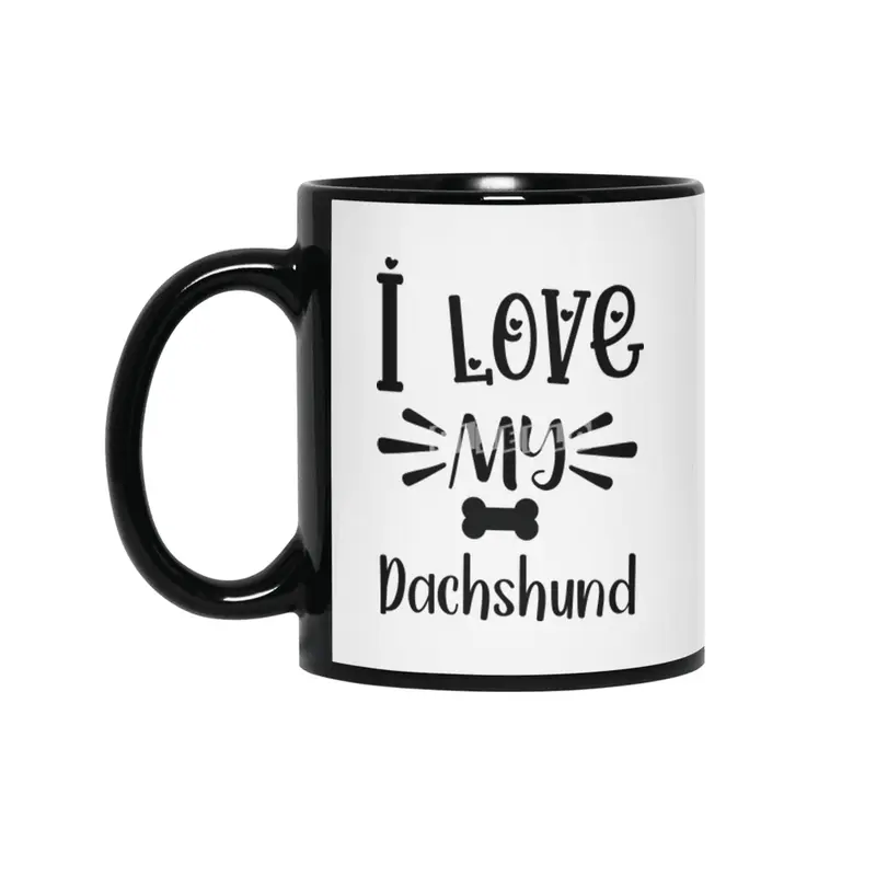 I Love My Dachshund Quote Siyah Kupa