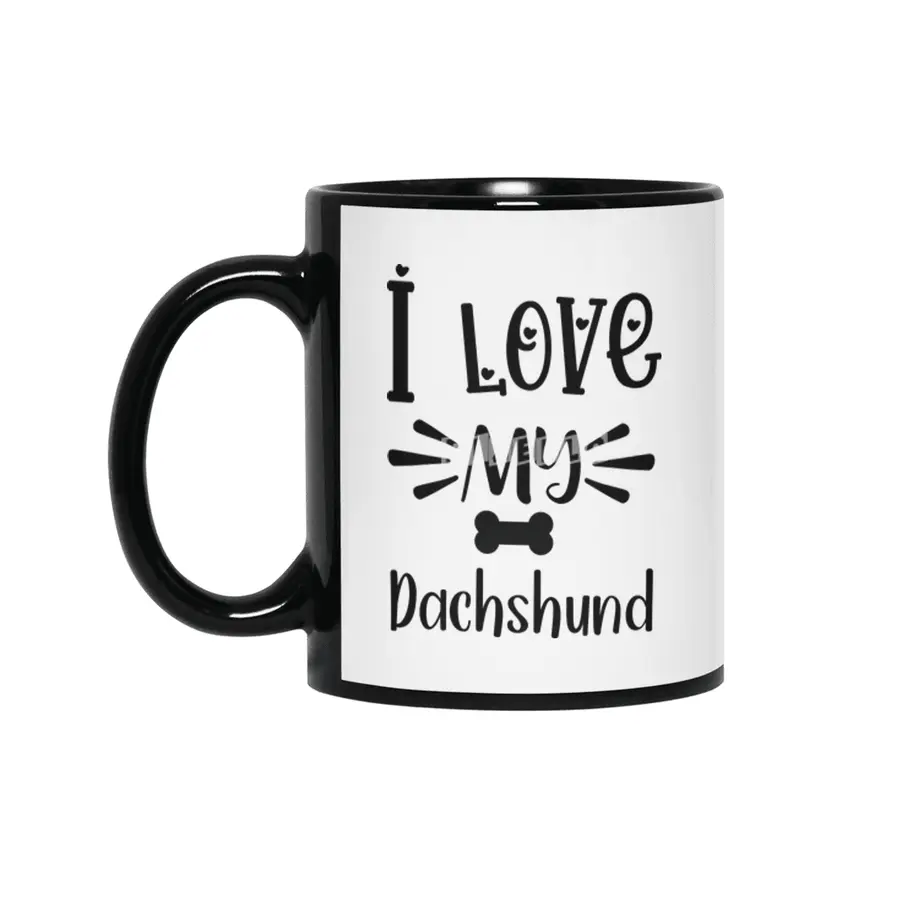 I Love My Dachshund Quote Siyah Kupa