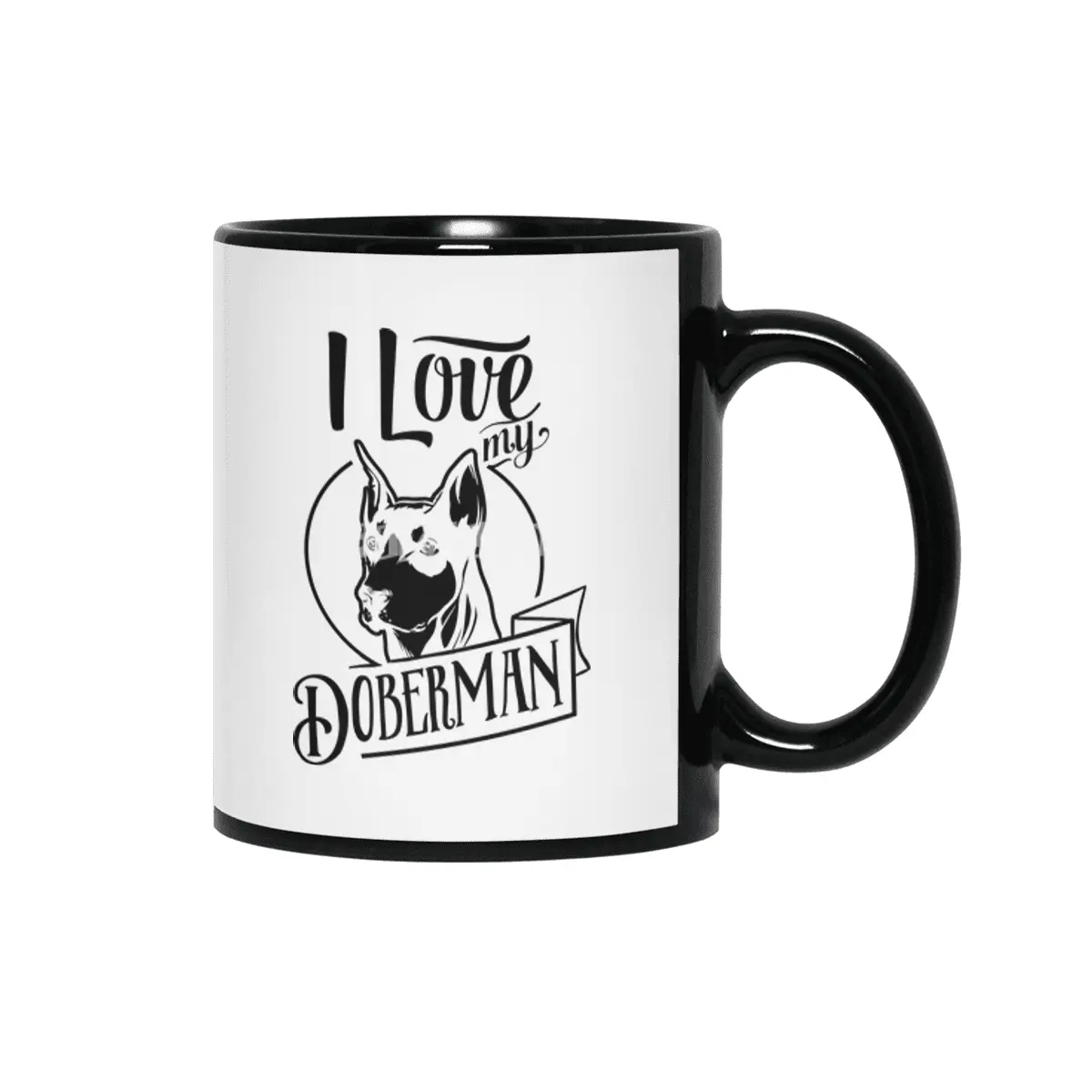 I Love My Doberman Siyah Kupa