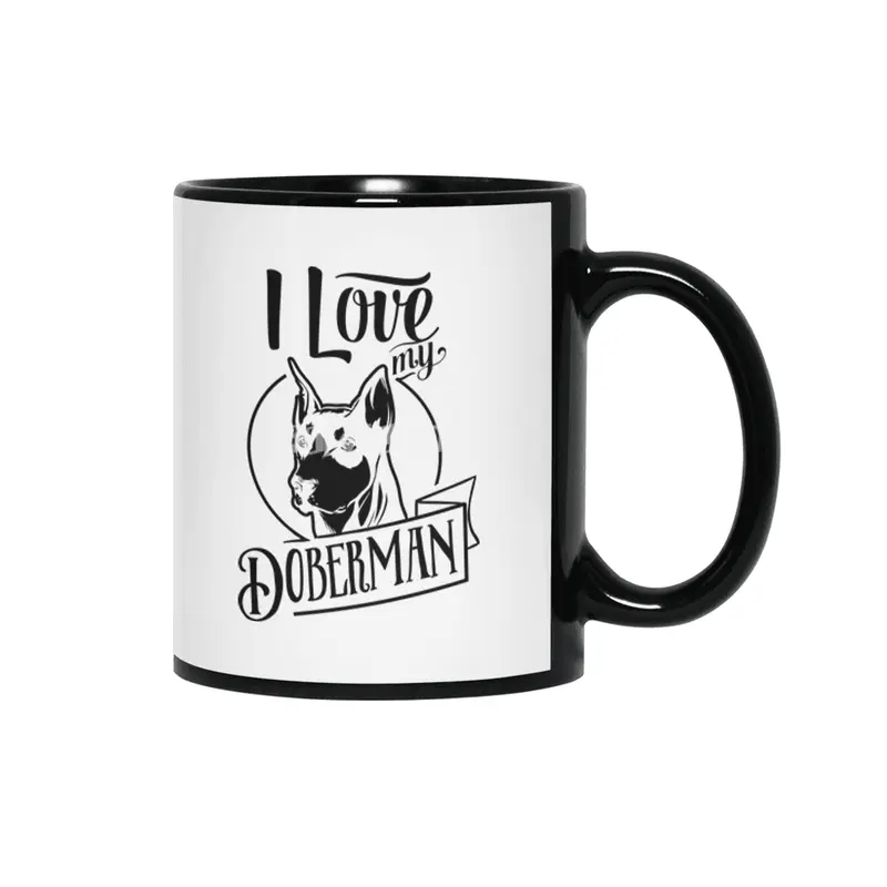 I Love My Doberman Siyah Kupa
