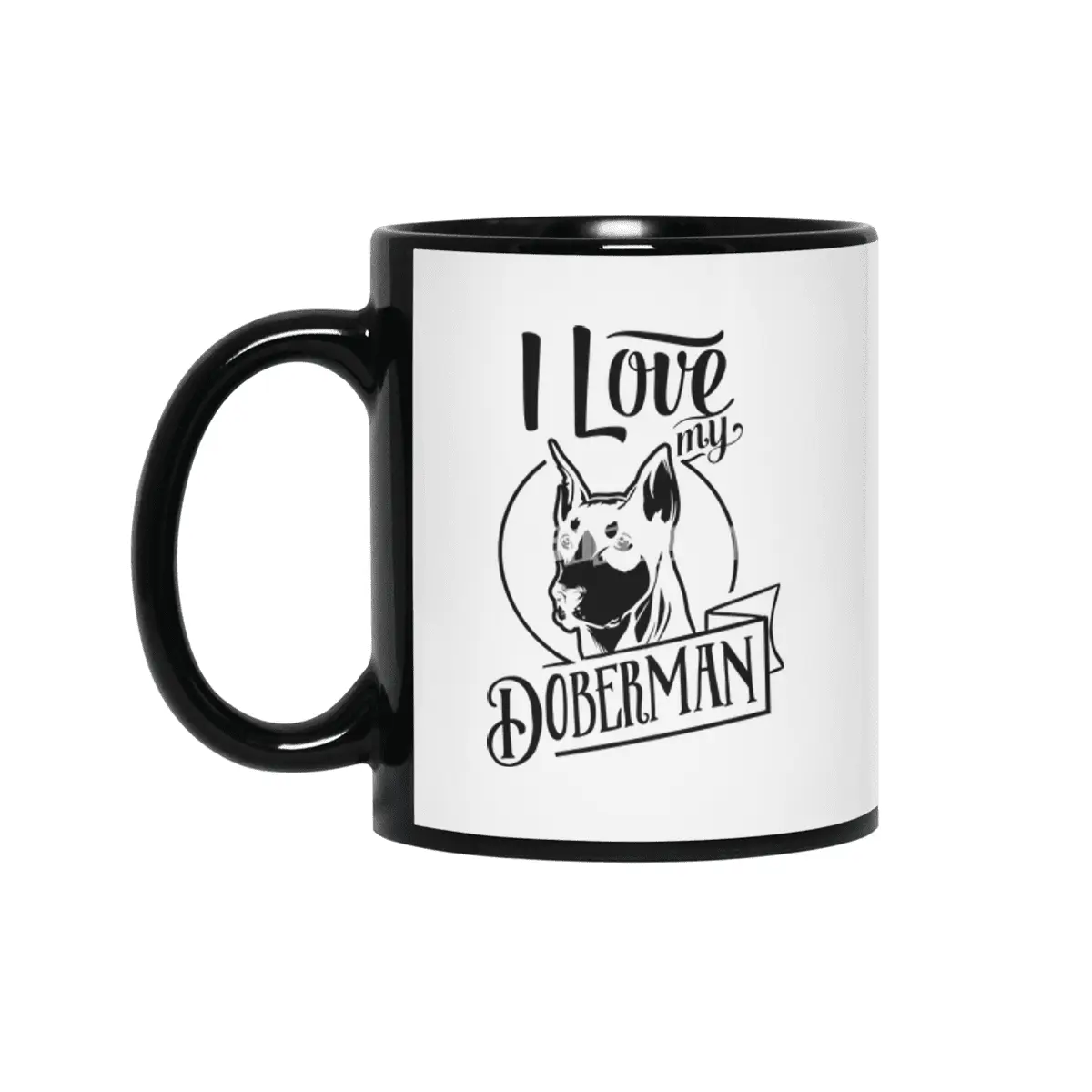 I Love My Doberman Siyah Kupa