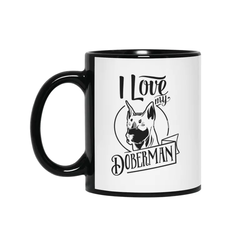 I Love My Doberman Siyah Kupa