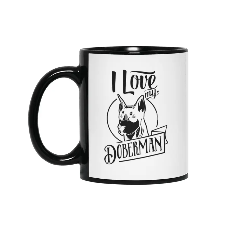 I Love My Doberman Siyah Kupa