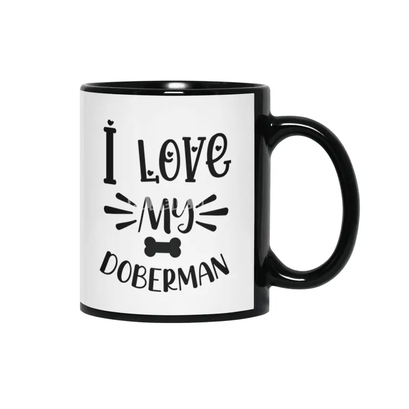 I Love My Doberman Siyah Kupa
