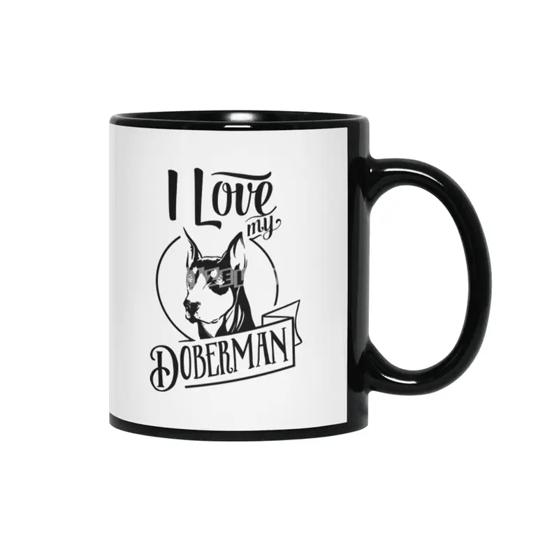 I Love My Doberman Siyah Kupa