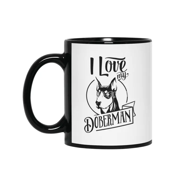 I Love My Doberman Siyah Kupa