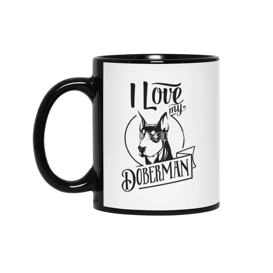 I Love My Doberman Siyah Kupa