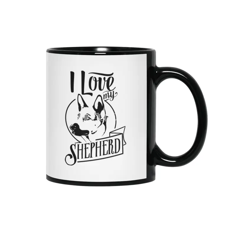 I Love My German Shepherd Siyah Kupa
