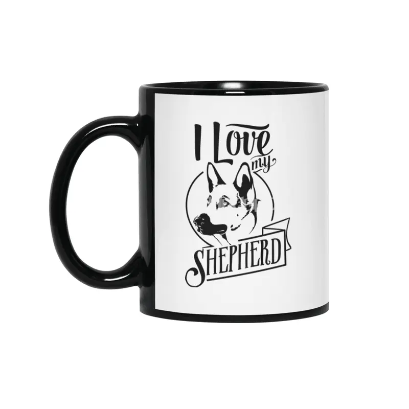 I Love My German Shepherd Siyah Kupa