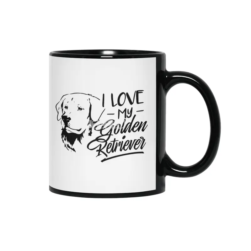 I Love My Golden Retriever Siyah Kupa