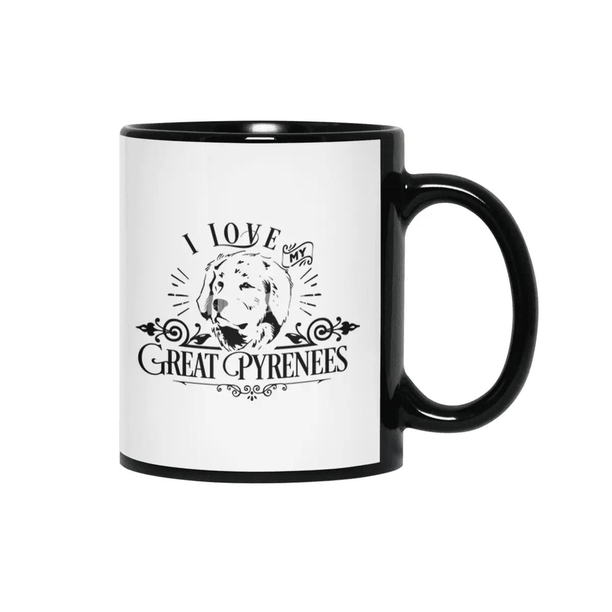 I Love My Great Pyrenees Siyah Kupa