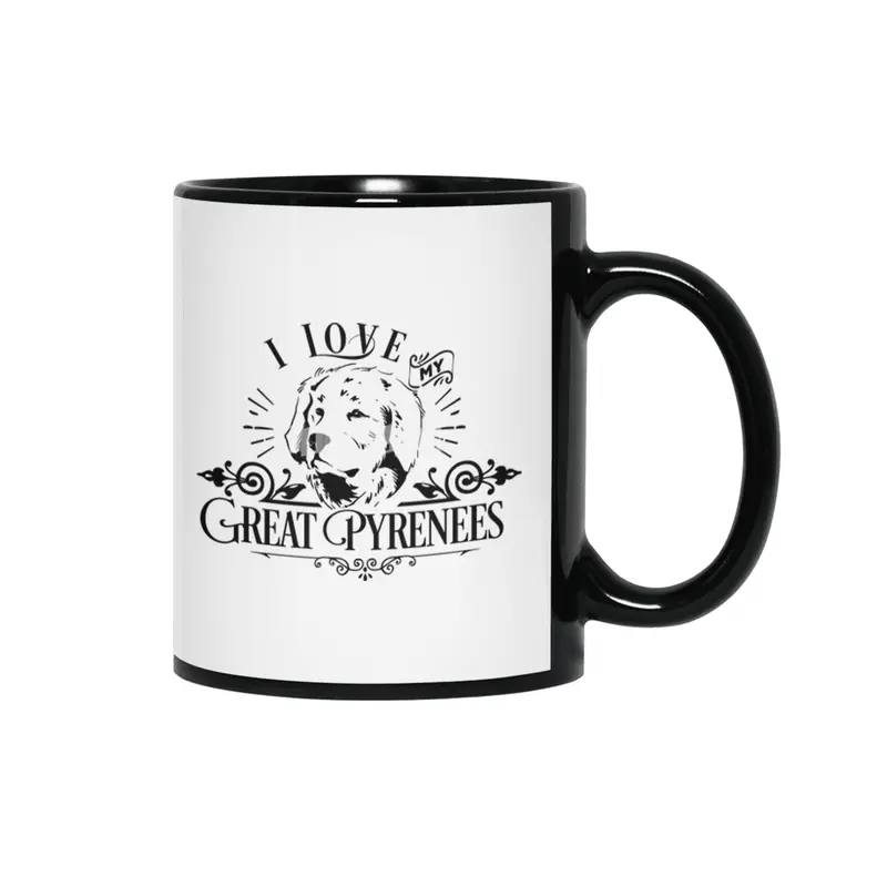 I Love My Great Pyrenees Siyah Kupa