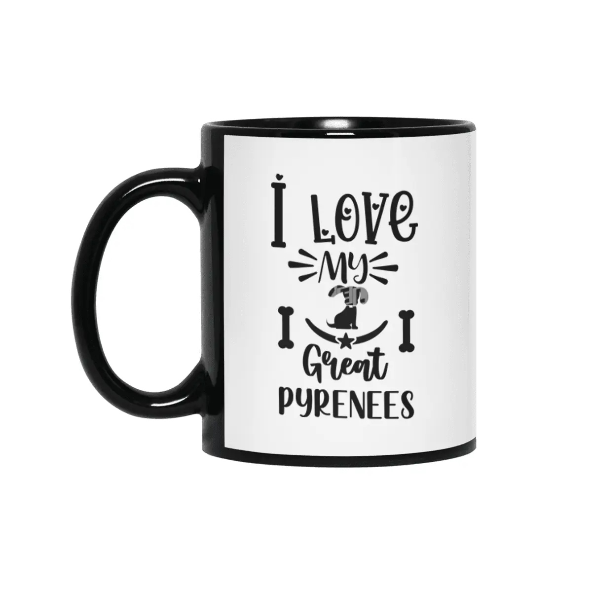 I Love My Great Pyrenees Siyah Kupa