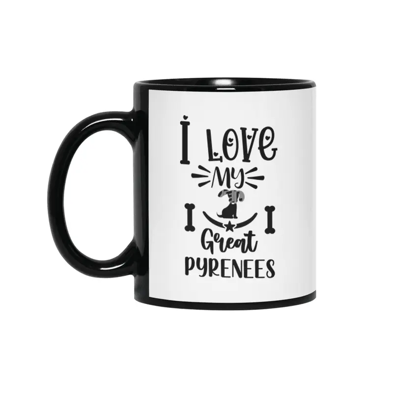 I Love My Great Pyrenees Siyah Kupa