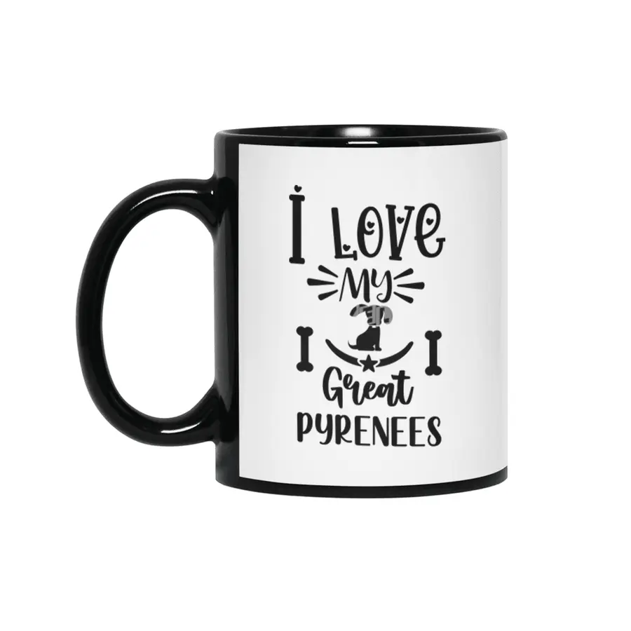 I Love My Great Pyrenees Siyah Kupa