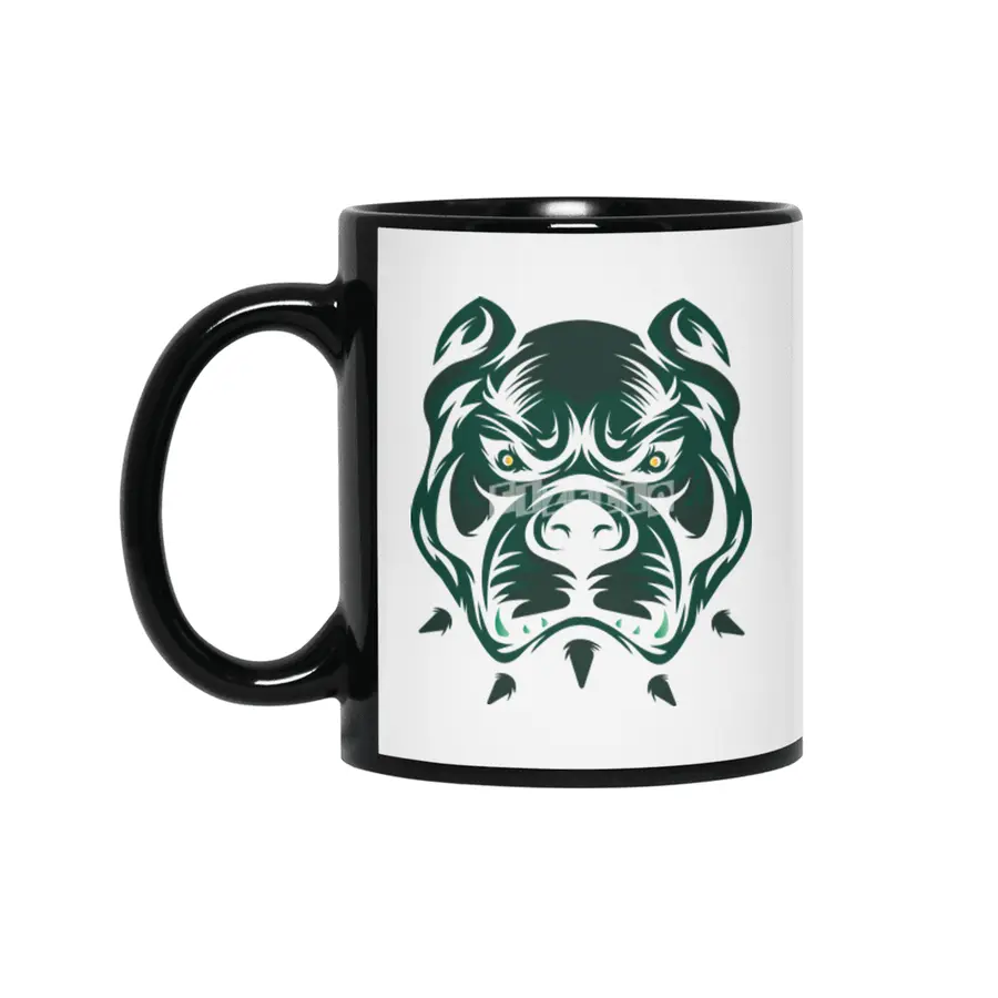 Abstract Bulldog Face Siyah Kupa
