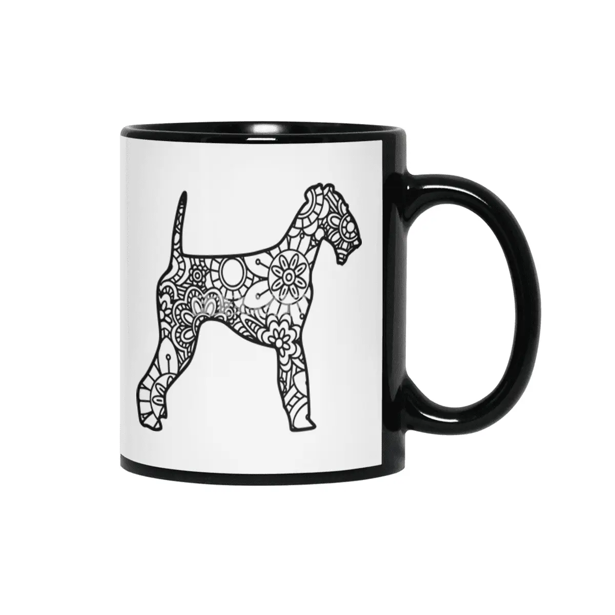 Airedale Terrier Mandala Zentangle Siyah Kupa