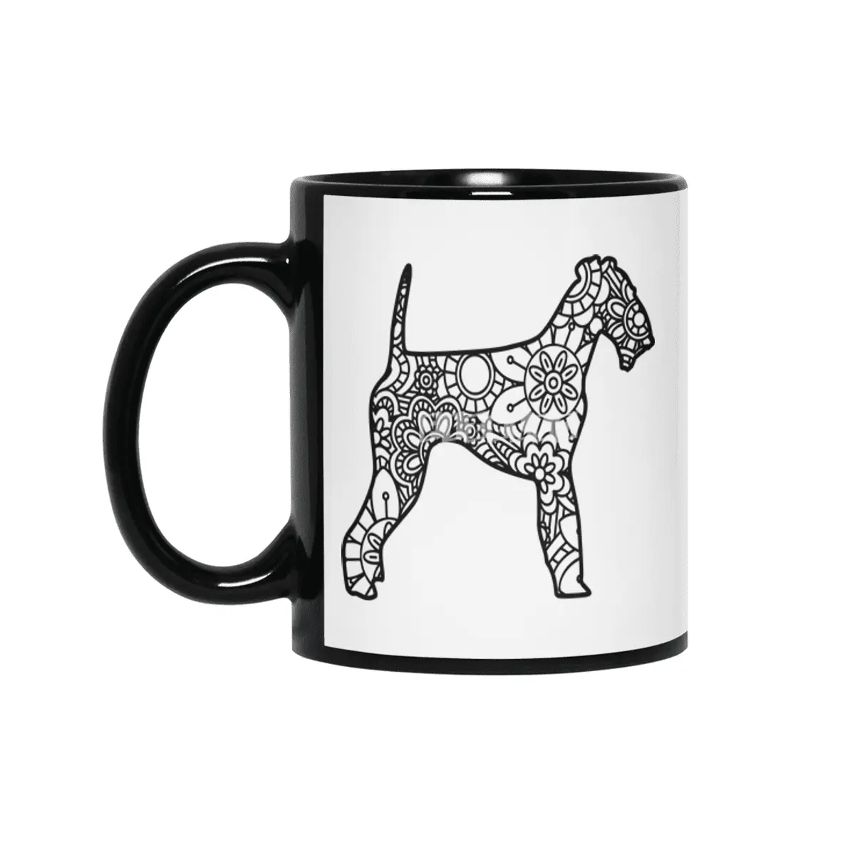Airedale Terrier Mandala Zentangle Siyah Kupa