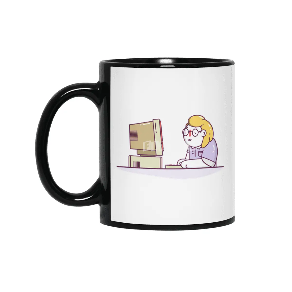 Bog at Work | Retro Computer Programmer Siyah Kupa