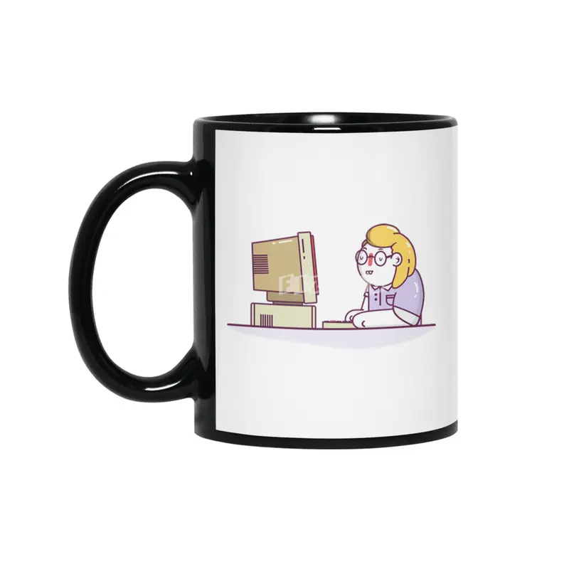 Bog at Work | Retro Computer Programmer Siyah Kupa