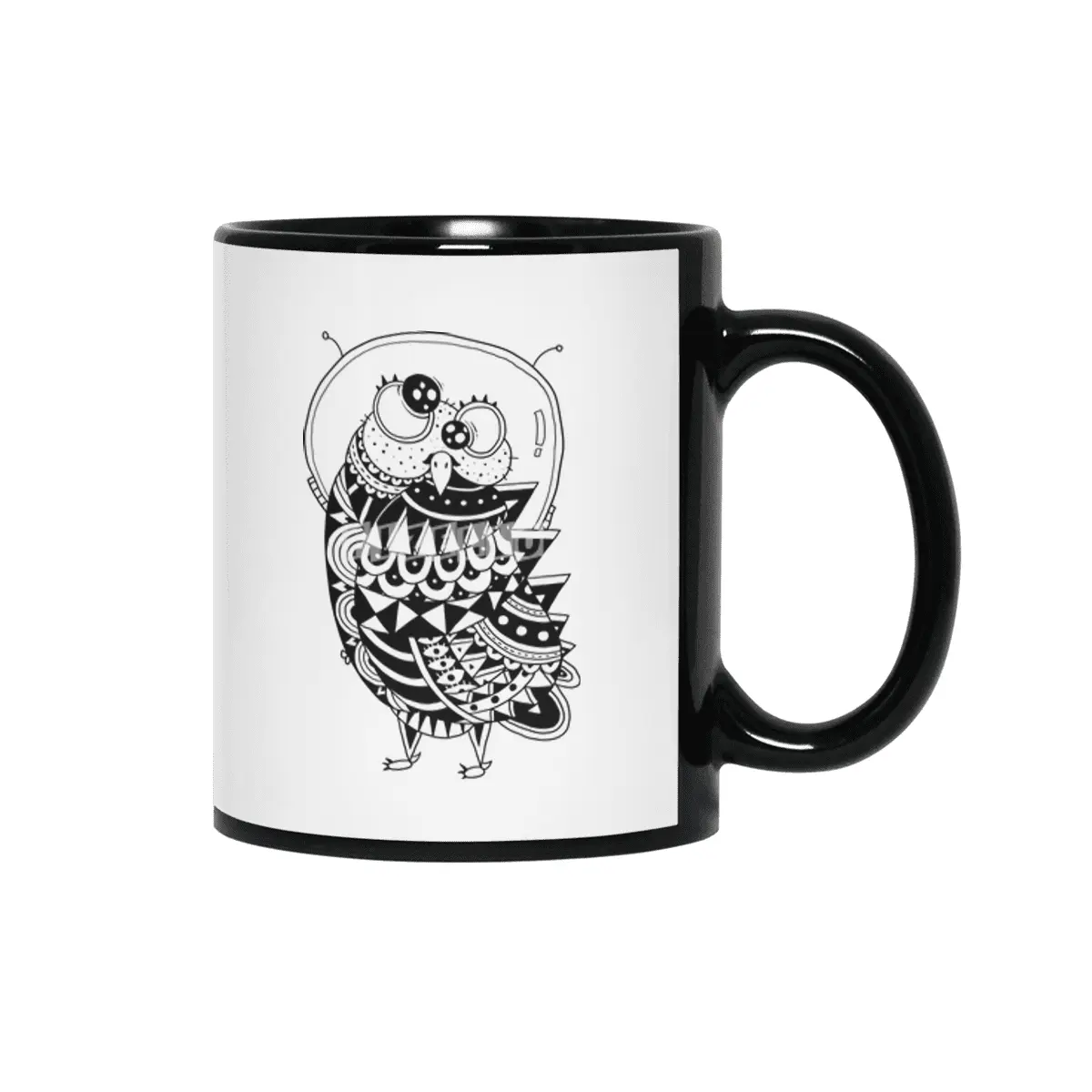 Owl Spaceman Siyah Kupa