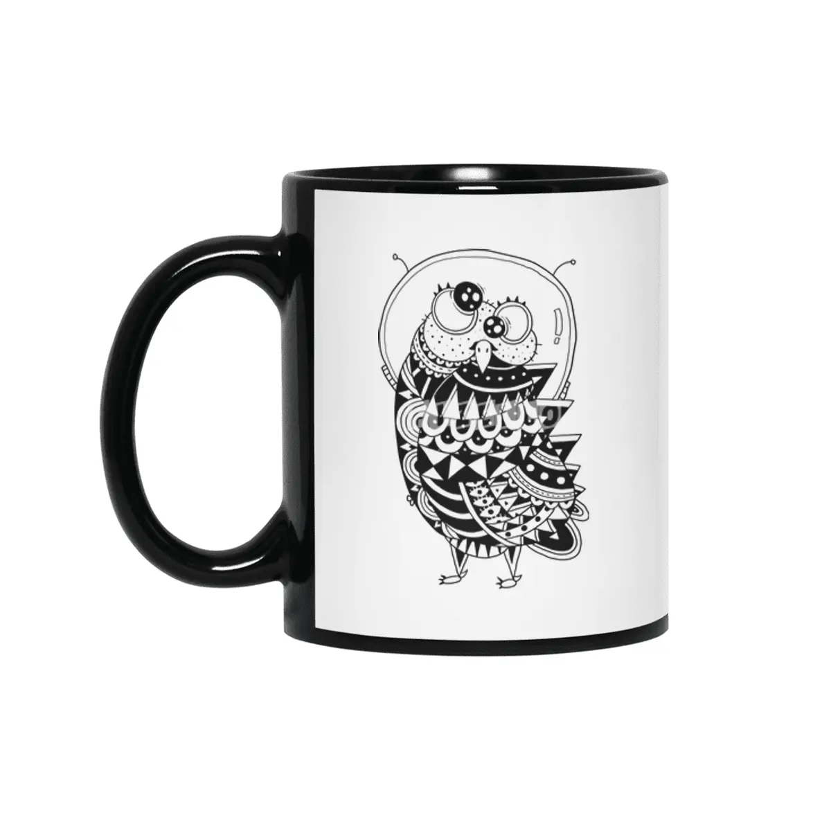Owl Spaceman Siyah Kupa