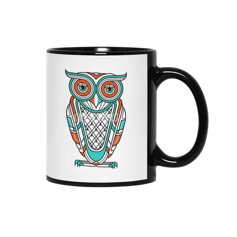 Art Deco Owl Siyah Kupa