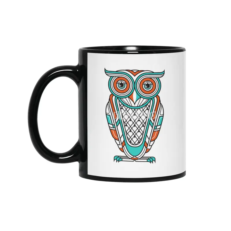 Art Deco Owl Siyah Kupa
