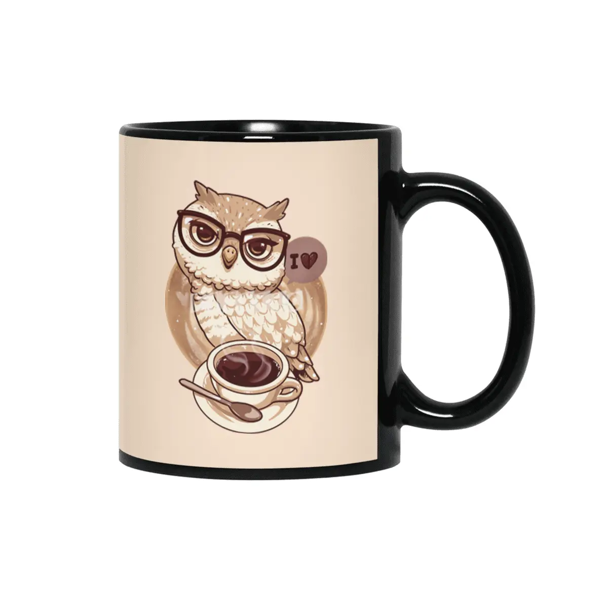 Coffe Lover Owl Siyah Kupa