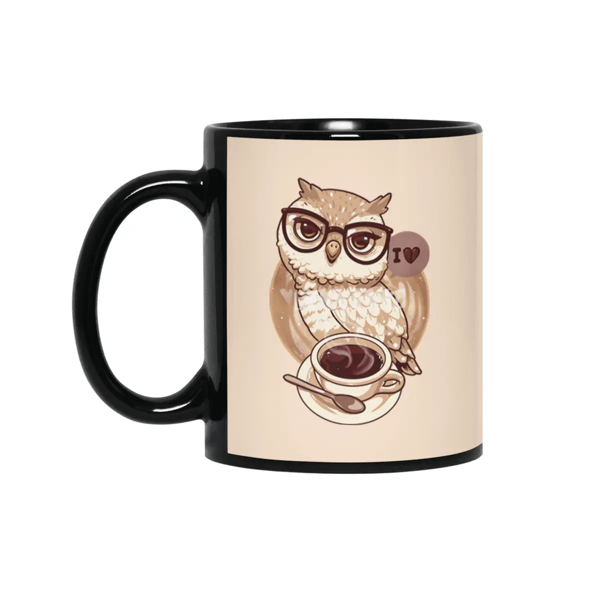 Coffe Lover Owl Siyah Kupa