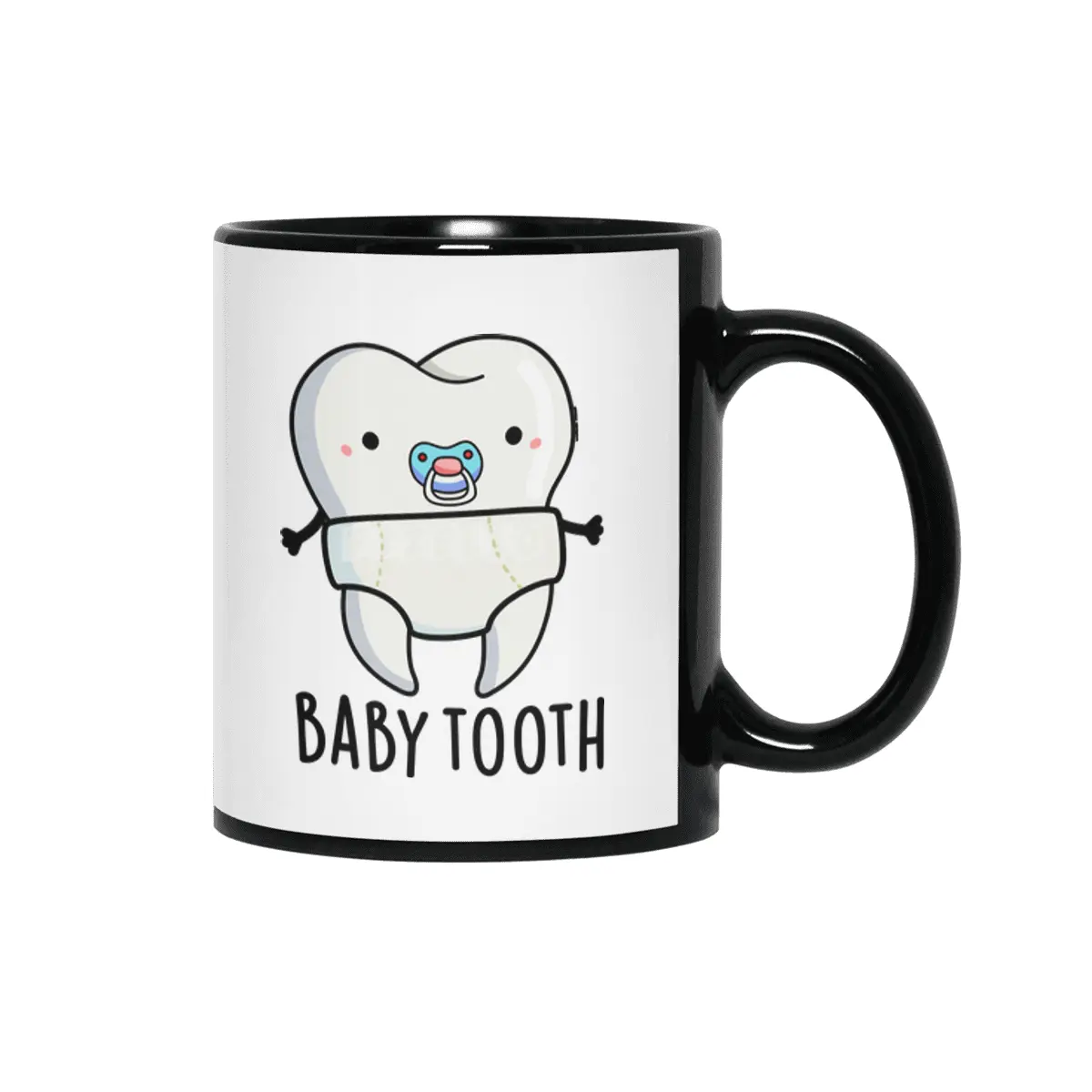 Baby Tooth Cute Dental Pun Siyah Kupa
