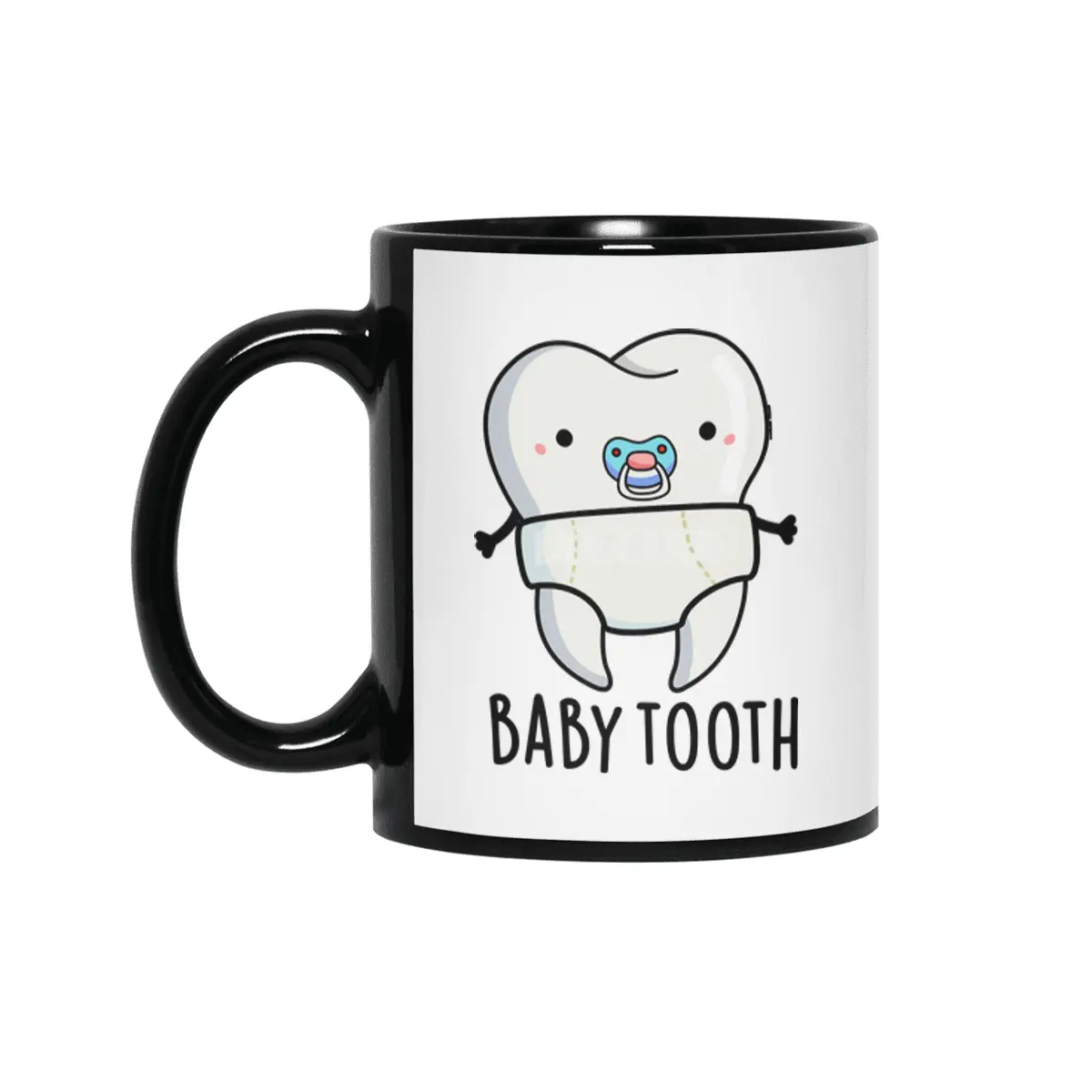 Baby Tooth Cute Dental Pun Siyah Kupa