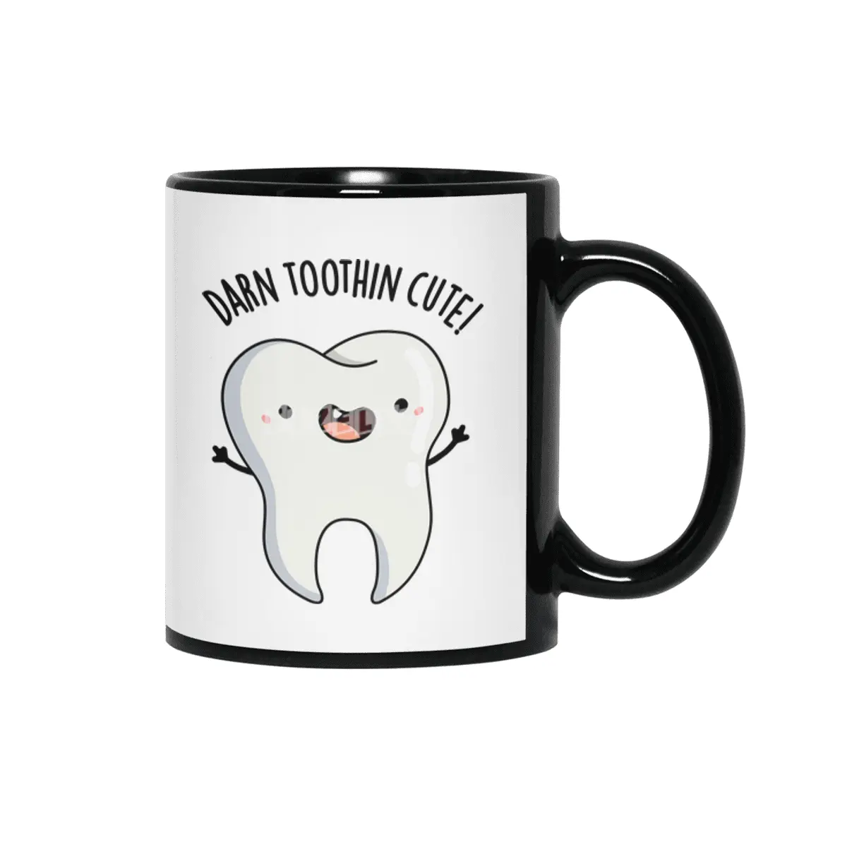 Darn Tooth-in Cute Funny Tooth Pun Siyah Kupa