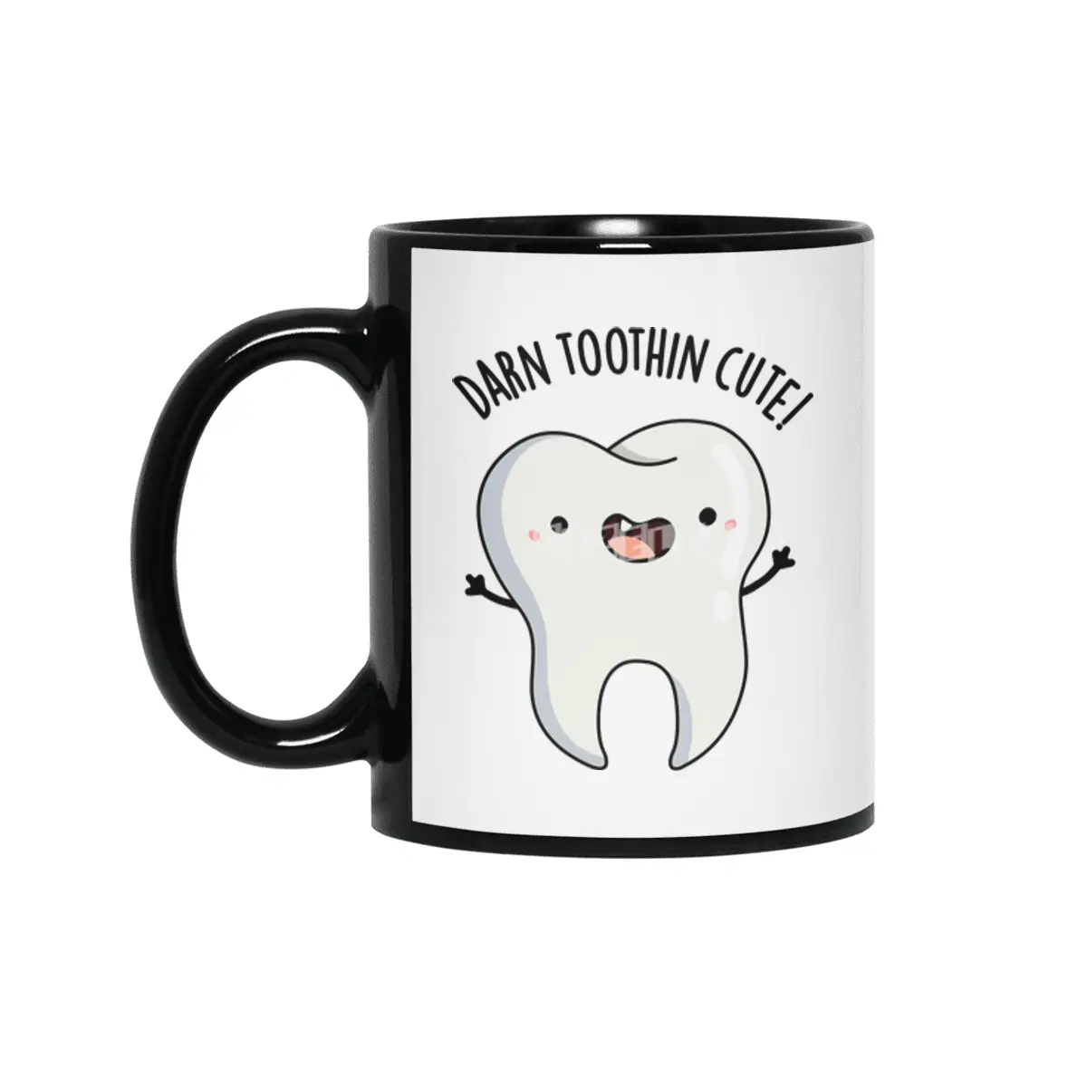 Darn Tooth-in Cute Funny Tooth Pun Siyah Kupa