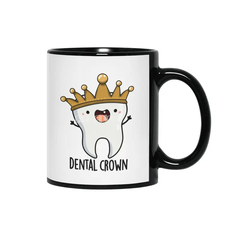 Dental Crown Funny Tooth Pun Siyah Kupa