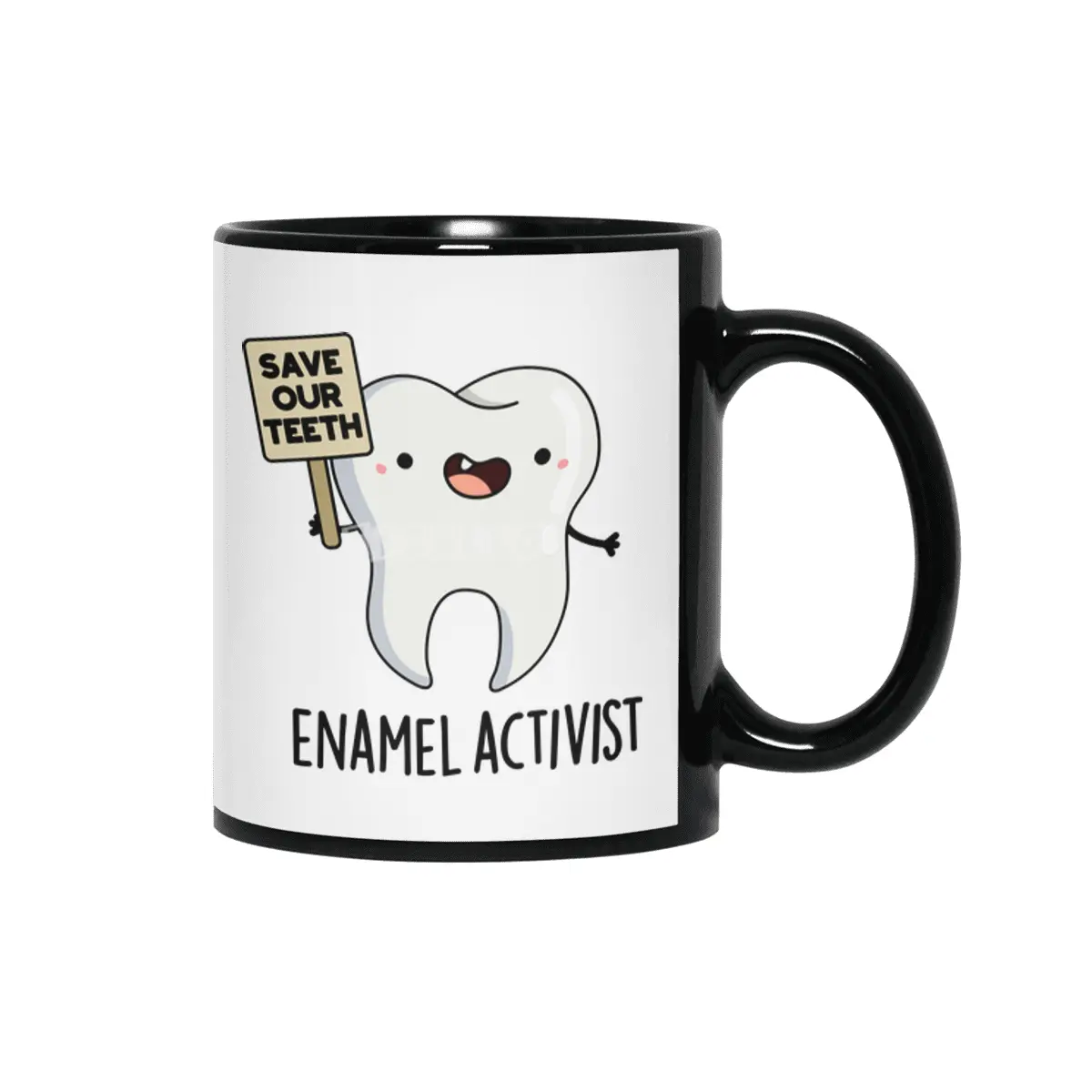 Enamel Activist Cute Dental Tooth Pun Siyah Kupa