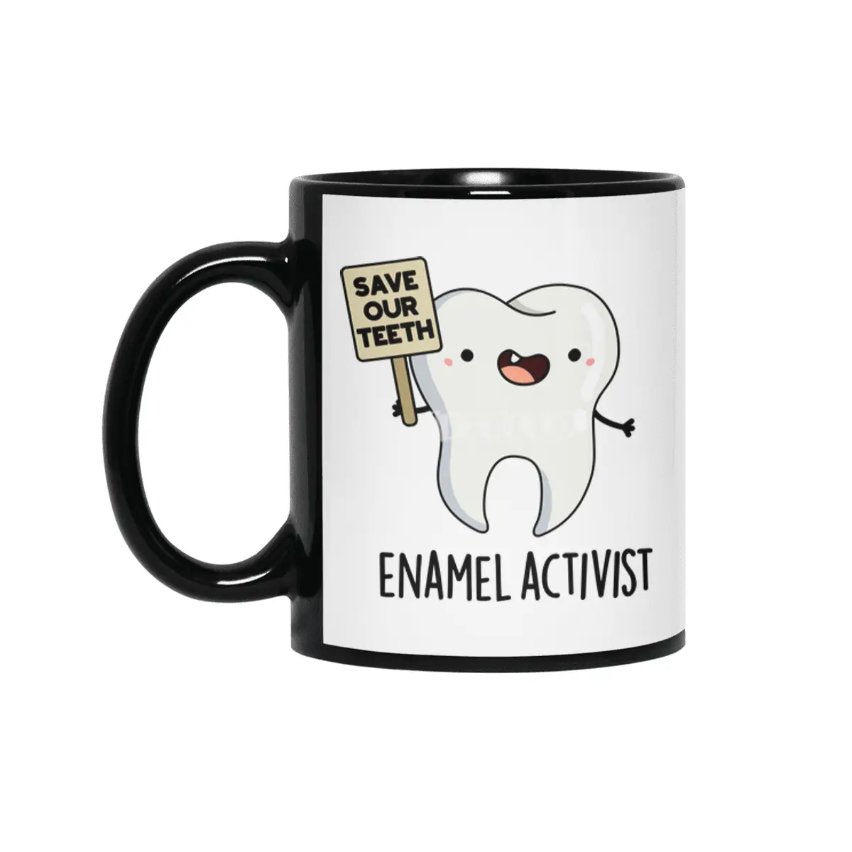 Enamel Activist Cute Dental Tooth Pun Siyah Kupa
