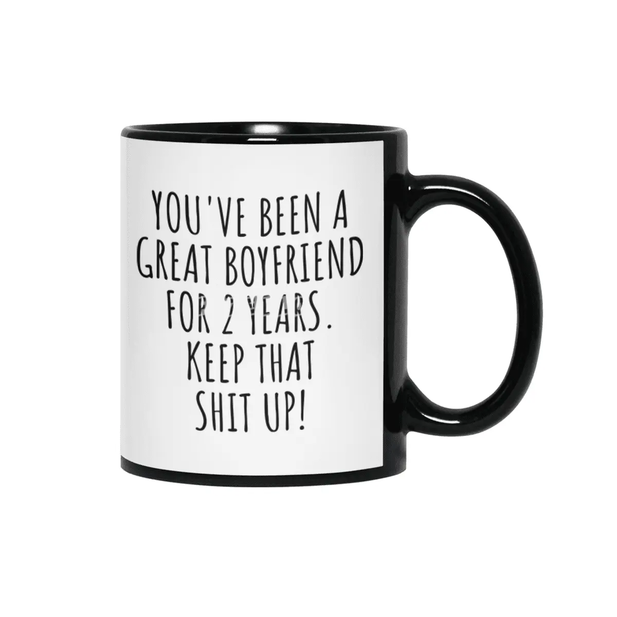 2 Years Anniversary Boyfriend Funny Gift for BF 2nd Dating Relationship Couple Together Siyah Kupa
