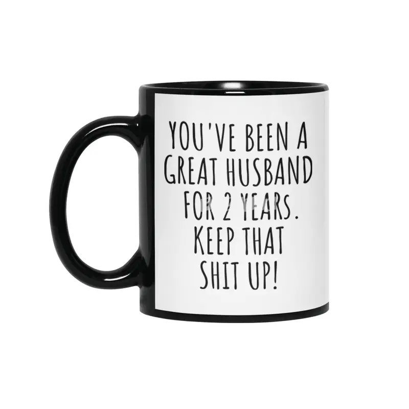 2 Years Anniversary Husband Funny Gift for 2nd Wedding Relationship Couple Marriage Siyah Kupa