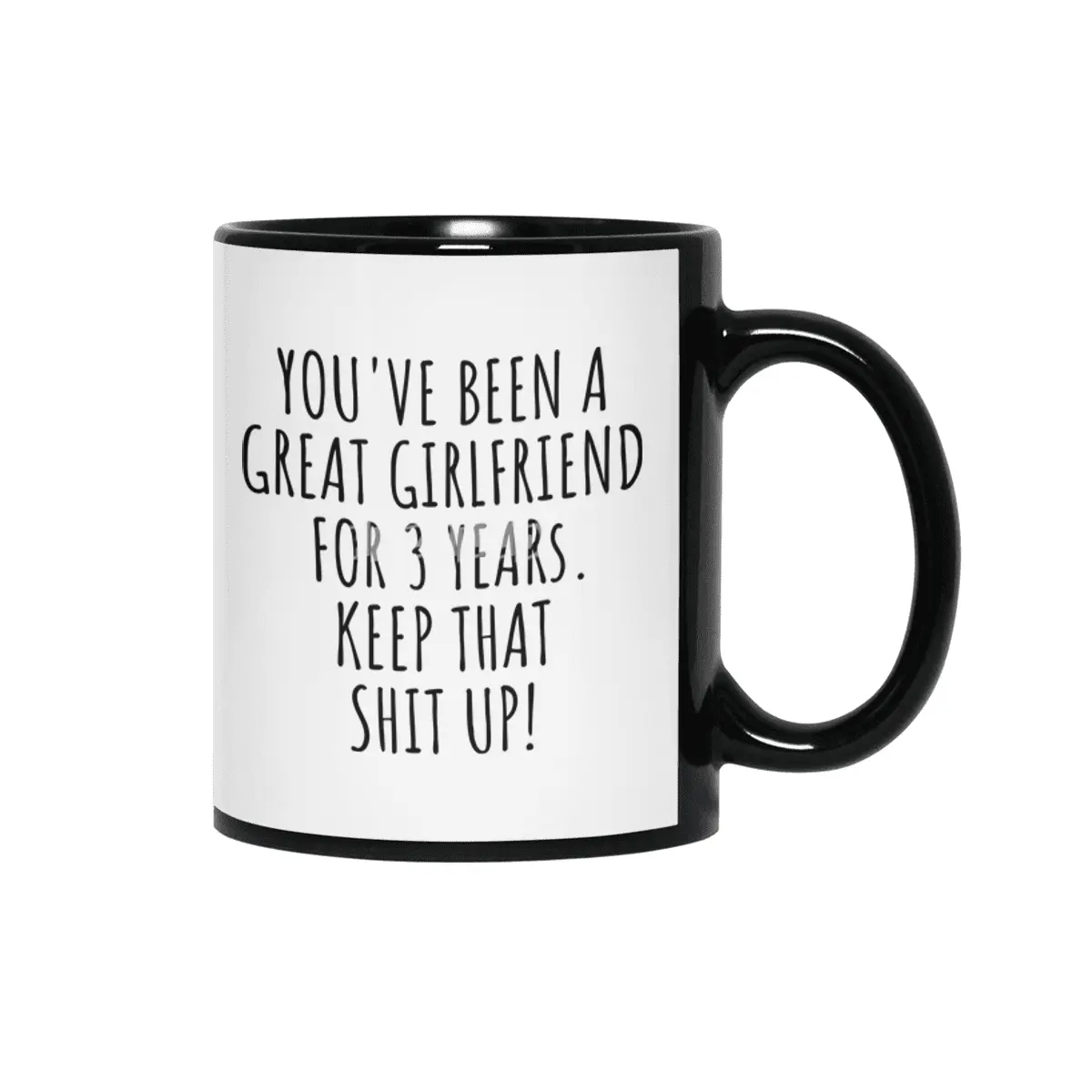 3 Years Anniversary Girlfriend Funny Gift for GF 3rd Dating Relationship Couple Together Siyah Kupa