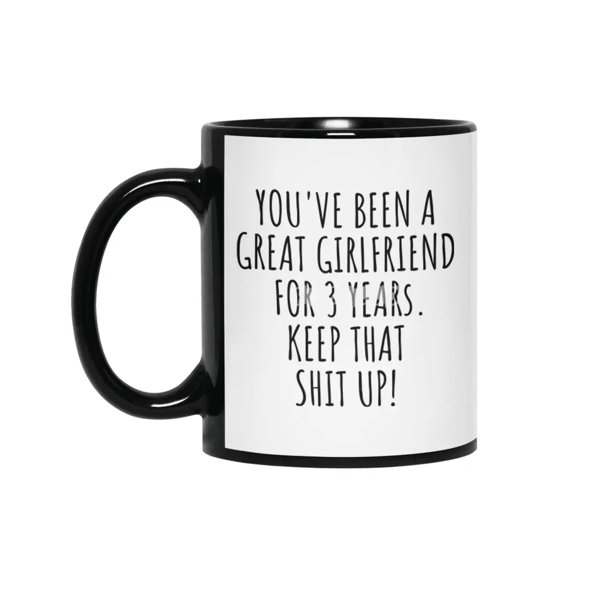 3 Years Anniversary Girlfriend Funny Gift for GF 3rd Dating Relationship Couple Together Siyah Kupa