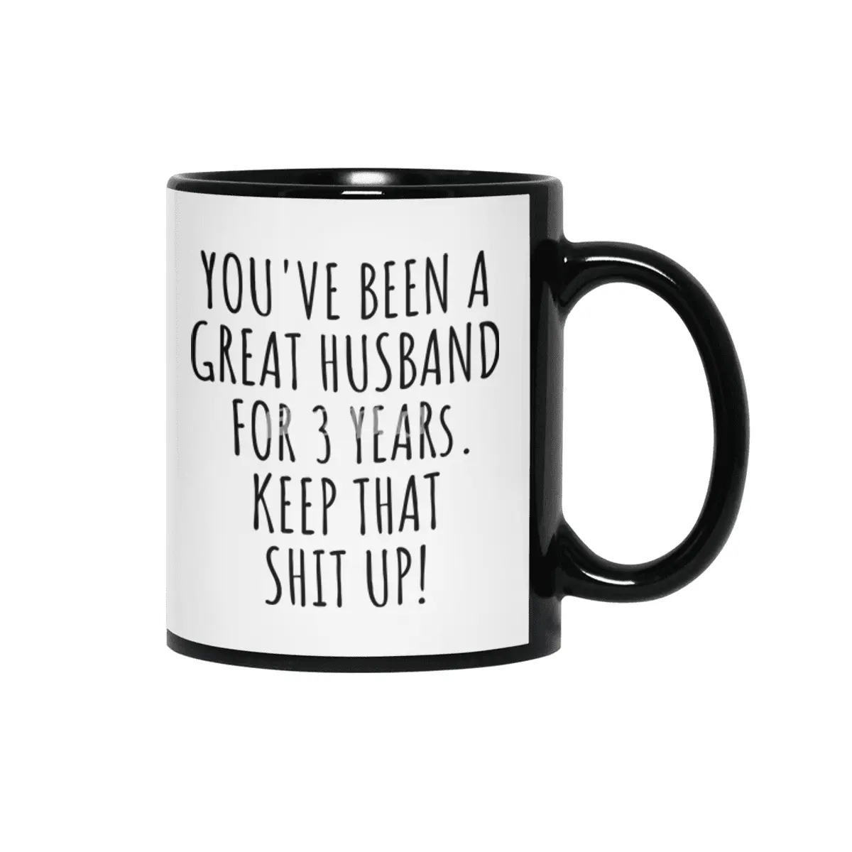 3 Years Anniversary Husband Funny Gift for 3rd Wedding Relationship Couple Marriage Siyah Kupa