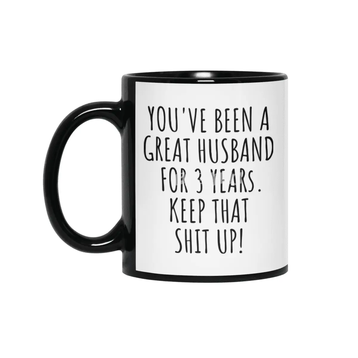 3 Years Anniversary Husband Funny Gift for 3rd Wedding Relationship Couple Marriage Siyah Kupa