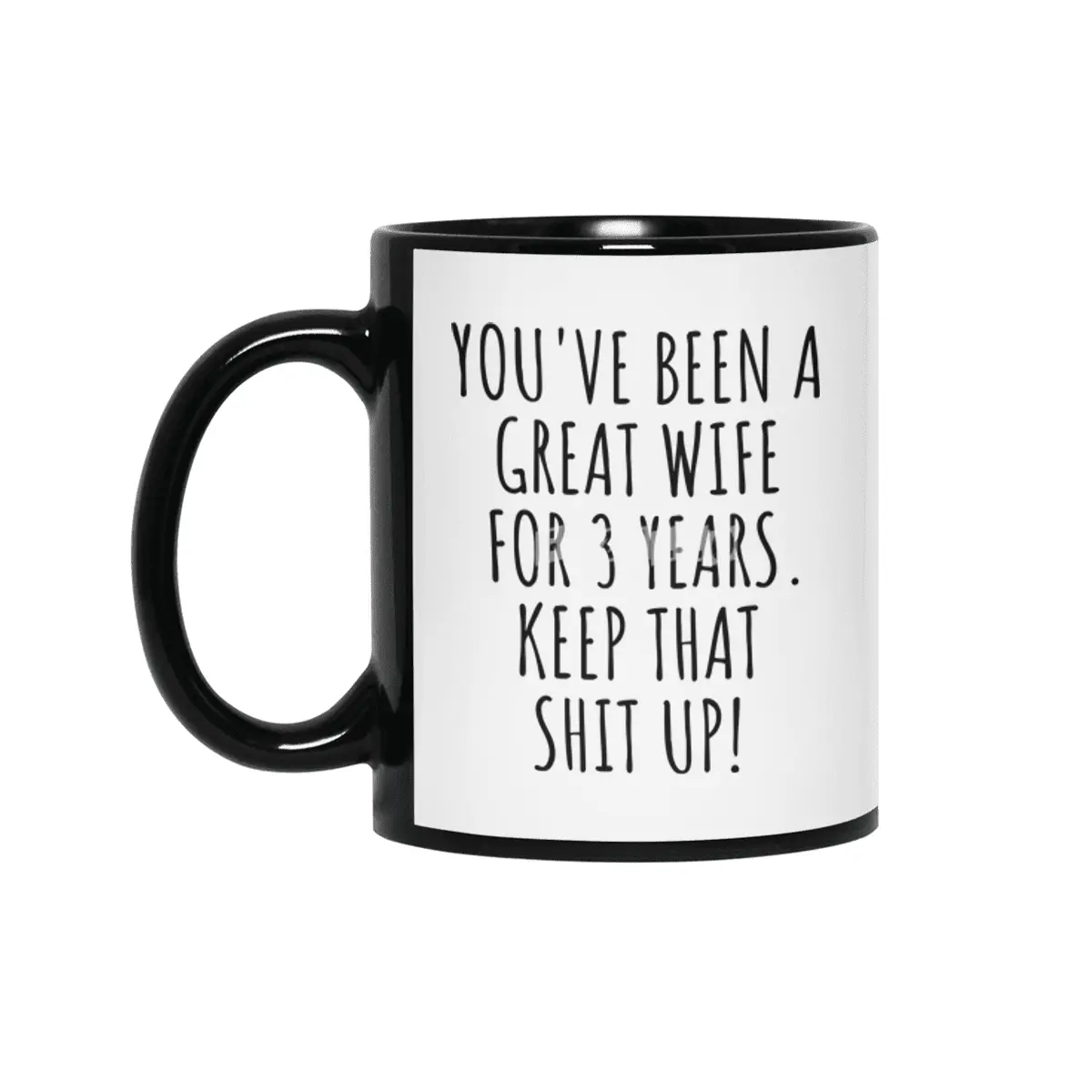 3 Years Anniversary Wife Funny Gift for 3rd Wedding Relationship Couple Marriage Siyah Kupa